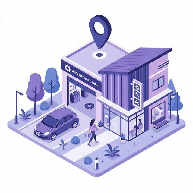 Person arriving at an auto service center