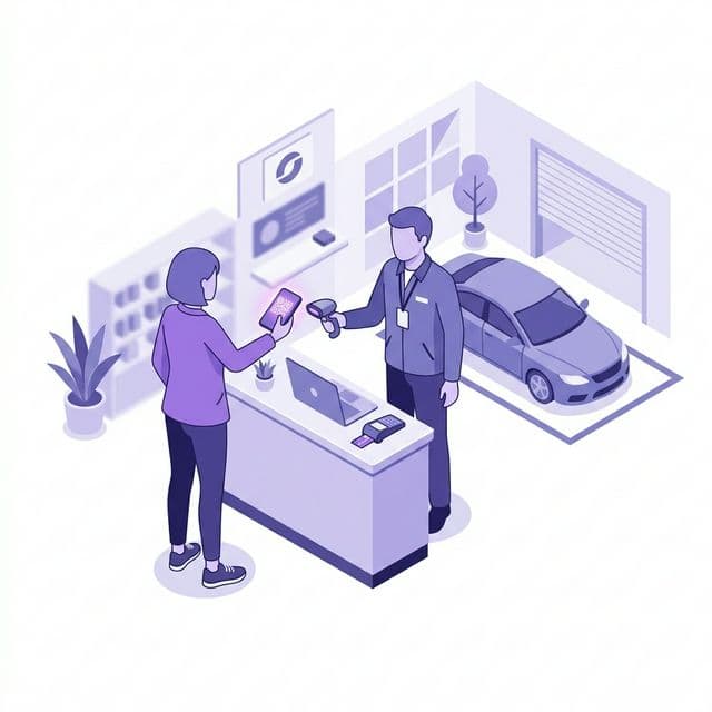 Person showing QR code to a service center employee